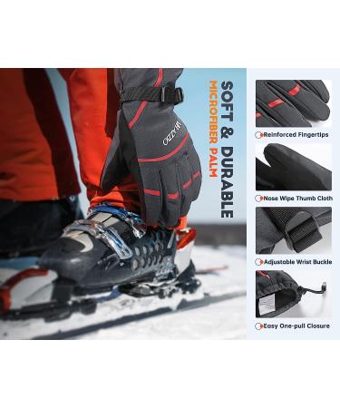 VELAZZIO Eco-Friendly Ski Gloves | DuPont Sorona, Waterproof, Breathable, Touchscreen | Gray/Red - Medium - Buy Online on GoSupps.com