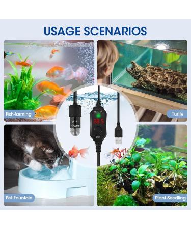 Mini Aquarium Heater 10W USB Powered Mini Fish Tank Heater Adjustable Submersible Aquarium Heater Betta Heater with LED Display Thermostat -for 0.5-1 Gallon Tanks (US Fahrenheit) - Buy Online on GoSupps.com