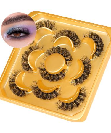D Curl Fluffy Russian Mink Lashes - Natural Soft Handmade False Eyelashes with Clear Band - Reusable Pack of 5 - Buy Online on GoSupps.com