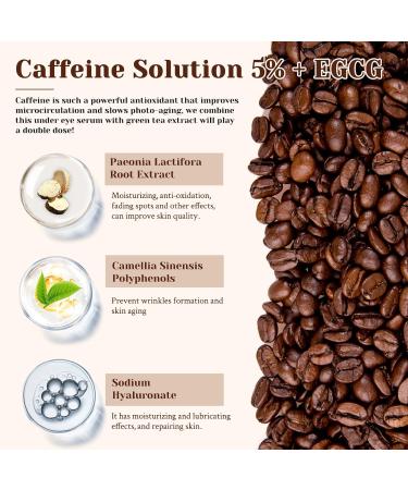Trendyfave Caffeine Eye Serum Caffeine Solution 5% + EGCG Under Eye Cream for Dark Circles and Puffy Eyes Fade Fine Line Eye Bag Removal Anti Aging Eye Serum 30ml - Buy Online on GoSupps.com