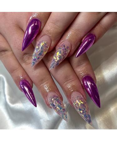 GZMAYUEN 6 Colors Chrome Nail Powder Metallic Gold Sliver Blue Purple Green Red Mirror Effect Nail Pigment Chrome Powder Set 14 - Buy Online on GoSupps.com