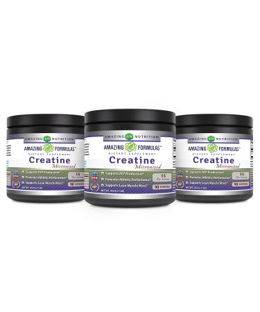 Amazing Formulas Micronized Creatine Monohydrate Supplement | 5000 Mg | Non-GMO | Gluten Free | Made in USA (1 Lb - 3 Pack Unflavored)