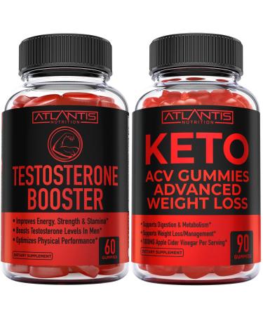 Atlantis Nutrition Testosterone Booster 2-Pack (120 Gummies) + Keto Apple Cider Vinegar 90 Gummies