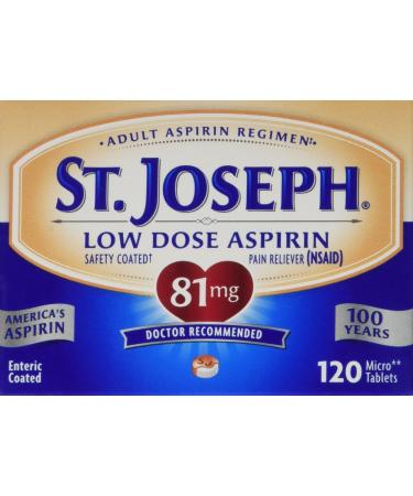 St. Joseph Aspirin Pain Reliever (NSAID) 81mg Enteric Safety Coated Adult Low Dose Regimen 120 ct