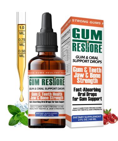 Gum Restore Drops Fresh Breath & Gum Support for Dry Mouth Stains & Gum Discomfort Herbal Oral Drops for Adults 60ML 2 Fl Oz (Pack of 1)
