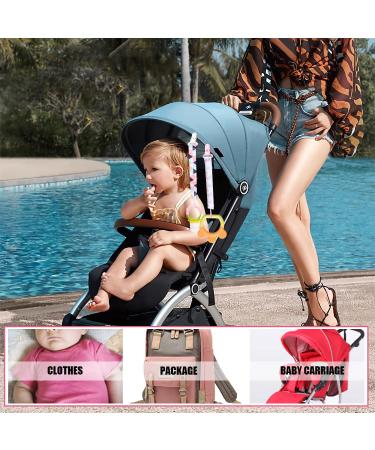 Pacifier Holder Leashes 8 Pcs Set for Girls | Silicone Button Ring Adapters | Fits All Pacifiers | Baby Teething Toys & Shower Gift - Buy Online on GoSupps.com