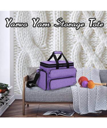 YARWO Knitting Yarn Bag - Portable Crochet Storage Tote for Needles and Yarn - Purple - Buy Online on GoSupps.com