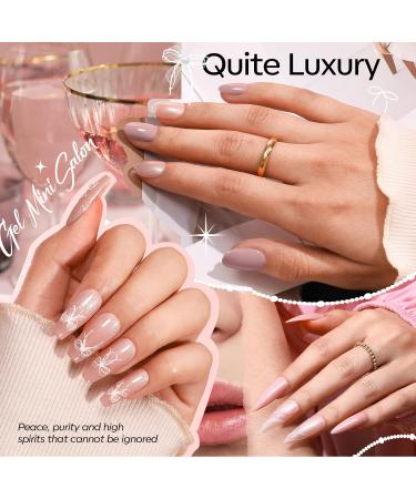 Modelones Gel Nail Polish Kit with UV Light 4 Colors Base & Top Coat Stickers Milky White Nude Pink Glitter Fall Manicure Set DIY Home Nail Art Gift for Women - Buy Online on GoSupps.com