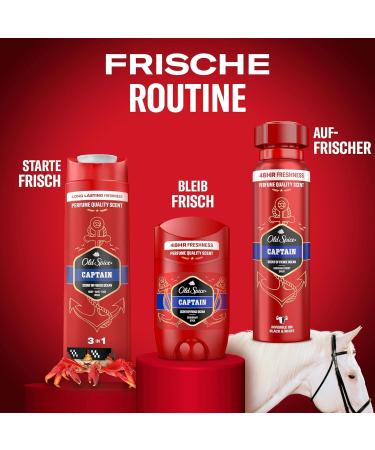 Old Spice Captain 3-in-1 Shower Gel & Shampoo for Men 400ml | Long-Lasting Freshness with Lemon Sandalwood & Sea Air | Body Hair & Facial Cleansing - Buy Online on GoSupps.com