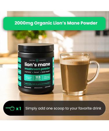 NutraChamps Organic Lions Mane Powder - 2000mg Powerful Nootropic for Memory, Focus, Immune Support - Vegan Lion s Mane Mushroom Powder Supplement with Naturally Occurring Beta-Glucans - 8oz - Buy Online on GoSupps.com