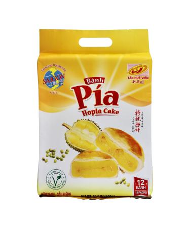 Banh Pia Hopia Cakes, 12 Count, Mungbean - Durian Flavor, 16.8 Ounce, [Pack of 1] 1.41 Ounce (Pack of 12)