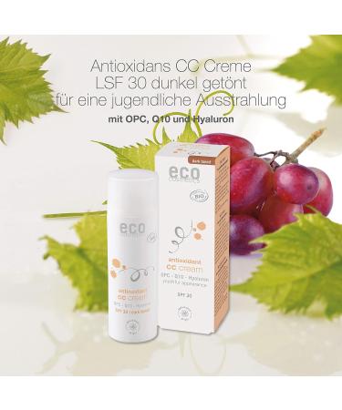  Eco Cosmetics eco cosmetics Bio CC Dark Tinted Day Cream with OPC Q10 and Hyaluronic Acid Vegan Anti-Wrinkle SPF 30 1 x 50 ml - Buy Online on GoSupps.com