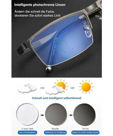Buy Lanomi Self-Tinting Photochrome Reading Glasses - Stylish Metal Half Frame Gradient Gray UV Protection Multiple Strengths 1.0 to 3.5 - Ideal for Outdoor Reading | International Shipping Available - Buy Online on GoSupps.com