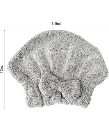 Microfiber Hair Towel Cap Set with Hair Shampoo Brush - Soft & Absorbent for Curly Thick Hair - Women Girls - Stripe & Gray - Buy Online on GoSupps.com