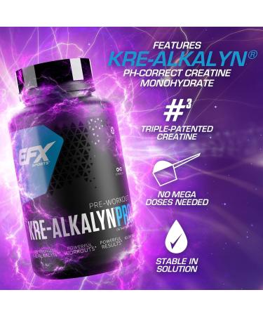 EFX Sports Kre-Alkalyn Pro - pH Correct Creatine Monohydrate Supplement | Muscle Building Pre Workout for Men & Women | 30 Servings | 60 Capsules | International Shipping Available - Buy Online on GoSupps.com