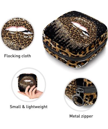 Gold Leopard Lips Sanitary Napkin & Menstrual Cup Bag - Portable Period Pocket for Women & Teens | Multicolored Feminine Storage Solution - Buy Online on GoSupps.com