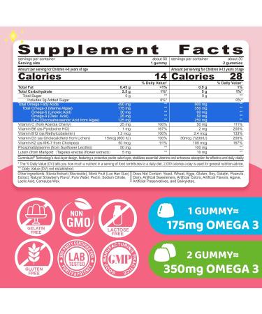 2 Pack Magnesium Citrate Gummies 500mg for Women Men Sugar-Free + Omega 3 Gummies for Kids 4+ with DHA Vitamin D3 K2 - Buy Online on GoSupps.com