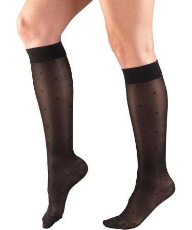 Truform Sheer Compression Stockings for Women - 15-20 mmHg Knee High Black Dot Pattern Large - Pack of 2 - Buy Online on GoSupps.com