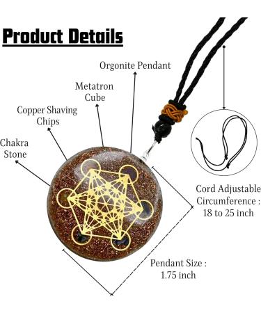 Shop Amazing Gemstone Orgone Pendant Necklace - Copper Shavings & Metatron Cube for Healing | Unisex Jewelry for Women Men & Kids - Buy Online on GoSupps.com