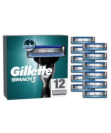 Gillette Mach3 razor blades for razors 12 replacement blades for wet razors men with 3-fold blade New 12ct Blades