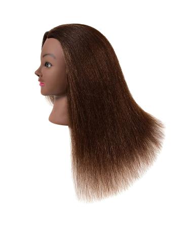 TIANYOUHAIR 22 Inch Real Human Hair Mannequin Head with Stand - Brown - Buy Online on GoSupps.com