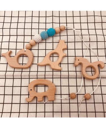 Wendysun 2pcs Cartoon Hedgehog & Beech Teether Set for Baby Teething - Natural Wood DIY Pendant Toy - Buy Online on GoSupps.com