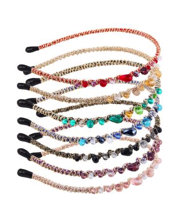 Zifengcer 7 Pcs Rhinestone Headbands for Women Girls Thin Crystal Beaded Hair Hoop Bling Bling Sparkly Hair Bands Glitter Fashion Non-slip Hair Accessories for Wedding Party Sold
