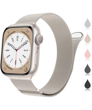 Marge Plus for Apple Watch Band Series Ultra 8 7 6 5 4 3 2 1 SE 38mm 40mm 41mm 42mm 44mm 45mm 49mm Women and Men, Stainless Steel Mesh Loop Magnetic Clasp Replacement for iWatch Bands (41mm/40mm/38mm, A--Starlight). A---Starlight 41mm/40mm/38mm