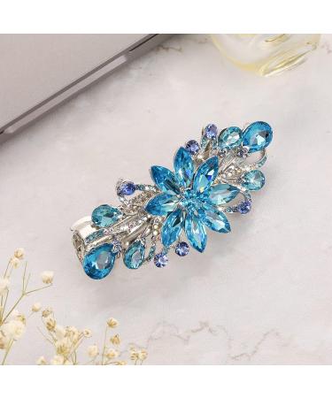 WLLHYF Flower Hair Clip - Vintage Rhinestone Barrette for Women & Girls (Sky Blue) - Buy Online on GoSupps.com