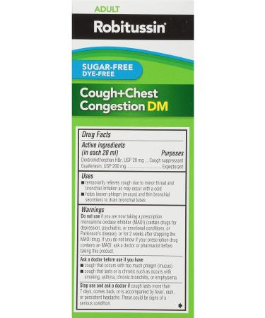 Robitussin Sugar Free Cough + Chest Congestion DM Medicine - 4 Fl Oz, Mint Flavor - Buy Online on GoSupps.com