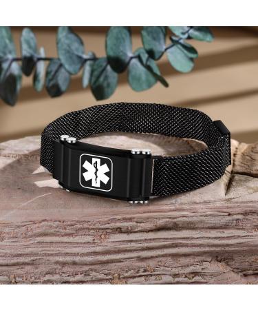 Customizable Emergency Medical Alert Bracelets for Men & Women - Durable Titanium Steel Free Engraving & Adjustable Design - Buy Online on GoSupps.com