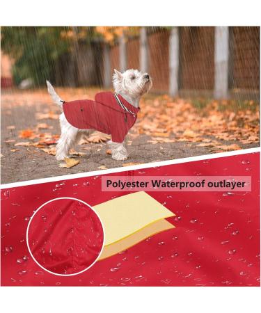 Pethiy Premium Waterproof Dog Raincoat - Red XL | Reflective Hooded Rain Jackets for Dogs with Zipper & Removable Hood - Buy Online on GoSupps.com