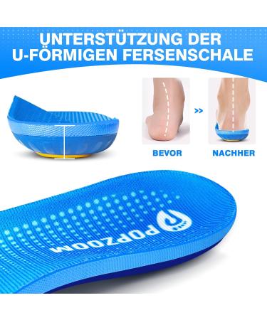 Orthopedic Shoe Inserts & Gel Insoles for Flat Feet | Heel Spur & Plantar Fasciitis Relief - Blue XL (EU48-50) - Foot Pain Support for Men & Women - Buy Online on GoSupps.com
