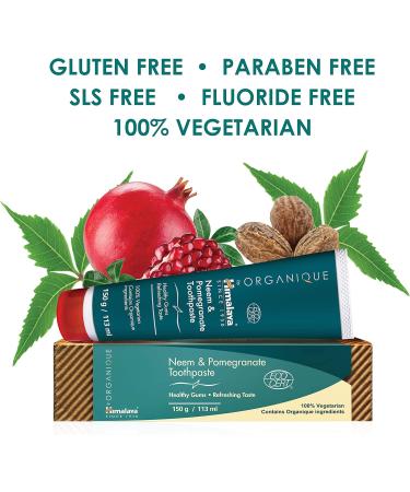 Himalaya Organique Neem & Pomegranate Toothpaste - Fluoride-Free Vegetarian 150g Pack of 2 | International Shipping Available - Buy Online on GoSupps.com