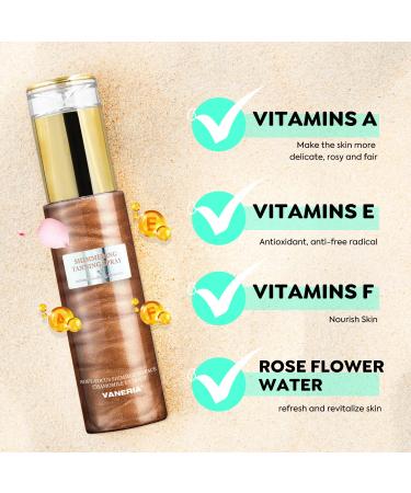 VANERIA Shimmering Spray Tanning | Long-Lasting Instant Tan Spray with Mitt | Streak-Free Hydrating Self Tanner | 80ml Bronze Gold International Shipping - Buy Online on GoSupps.com