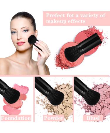 Qianyu Makeup Brushes Kabuki Face Brushes with Angled Retractable Travel Blush Kabuki Synthetic Brush Portable for Foundation Powder Bronzer Buffing Liquid Cream Cosmetics with Cover(Brown) - Buy Online on GoSupps.com
