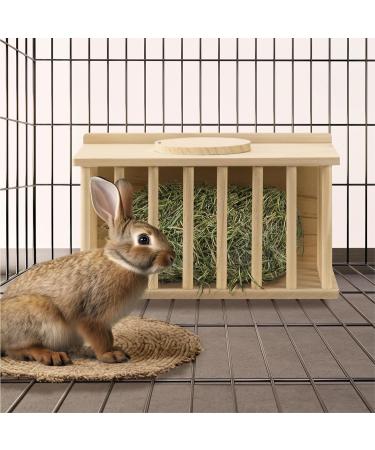 Navaris Wooden Hay Feeder for Small Pets - Rabbit and Guinea Pig Hay Rack - Natural Pine Wood Pet Hay Holder with Sliding Lid - Keeps Hay Tidy and Organised - Buy Online on GoSupps.com