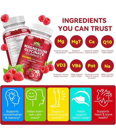 Magnesium Glycinate Gummies 600mg per Serving Magnesium Supplement Gummies for Relaxation Muscle Bone and Energy Support 120 Count - Buy Online on GoSupps.com