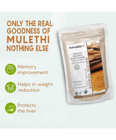 Avador Organic Mulethi Powder 200g | Licorice Powder USDA Certified | Non GMO & Gluten Free - Buy Online on GoSupps.com