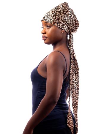 Satin sleep cap with all-round straps (cheetah print)