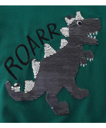 Kids Dinosaur Sweatshirt - Long Sleeve Cotton Jumper for Boys & Girls, 6-7 Years, Green - Buy Online on GoSupps.com