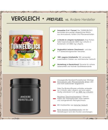 Pre-Workout Booster Tropical Fruits 440g - Vegan Training Booster with Citrulline Arginine Taurine Caffeine | 20 Portions of Delicious Energy - Buy Online on GoSupps.com