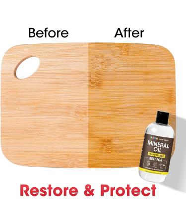 AZEN 16oz Food Grade Mineral Oil for Cutting Boards - Protect & Restore Wood with Brush - Buy Online on GoSupps.com