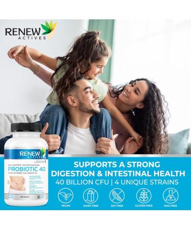 Renew Actives Double Strength Probiotic: High Potency Probiotic 40 Billion CFU - Probiotics for Men and Women for Digestive Health & Favourable Gut Flora - Daily Support for Both Men and Women. Probiotic 40 Supplement - 60 Capsules (2 Packs) 60 Count (Pac - Buy Online on GoSupps.com