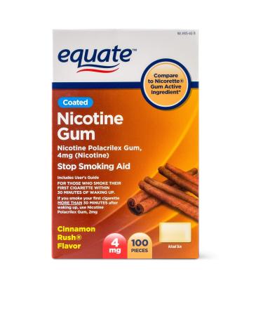 Equate - Nicotine Gum 4 mg Coated Cinnamon Rush Flavor 100 Pieces