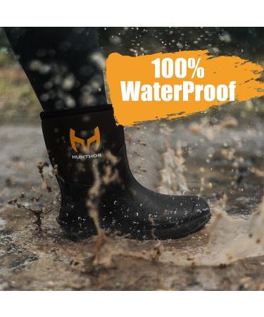 Hunthor Men's Rubber Boots with Steel Shank - 6mm Neoprene Insulated, Waterproof Work Boots for Hunting, Gardening, Farming, Fishing - Size 9 - Buy Online on GoSupps.com
