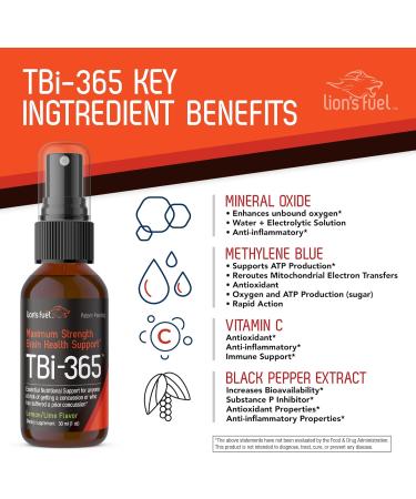 Lion's Fuel TBi-365 Methylene Blue + Vitamin C for Brain Health - Enhance Memory, Focus & Mental Clarity - 30 Servings - Buy Online on GoSupps.com