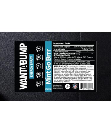 Want A Bump Energy Spray & Breath Freshener | 400mg Caffeine | Vitamin B3 B6 B12 | Electrolytes | No Jitters No Crash | International Shipping - Buy Online on GoSupps.com
