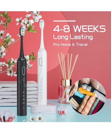 2 Pack Quiet Electric Toothbrushes - Rechargeable Sonic Power, 8 Bristles, 4 Modes, 48000 VPM Motor, Waterproof, Smart Timer, Wireless Charging - 100 Days of Use - Buy Online on GoSupps.com