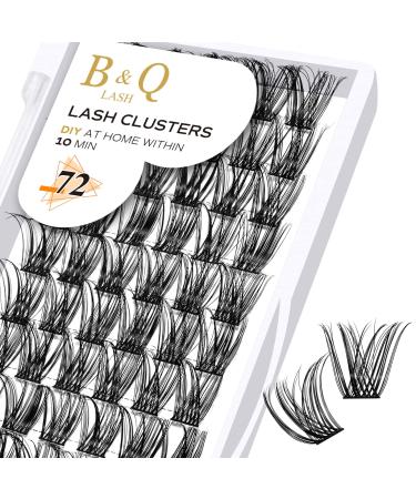 BQ lash single eyelash 72 cluster colored eyelashes individually at home cluster lashes B10 B02 B09 black eyelashes for DIY eyelash extension DIY eyelash bushes (B10 D-14mm) D-14 mm B 10